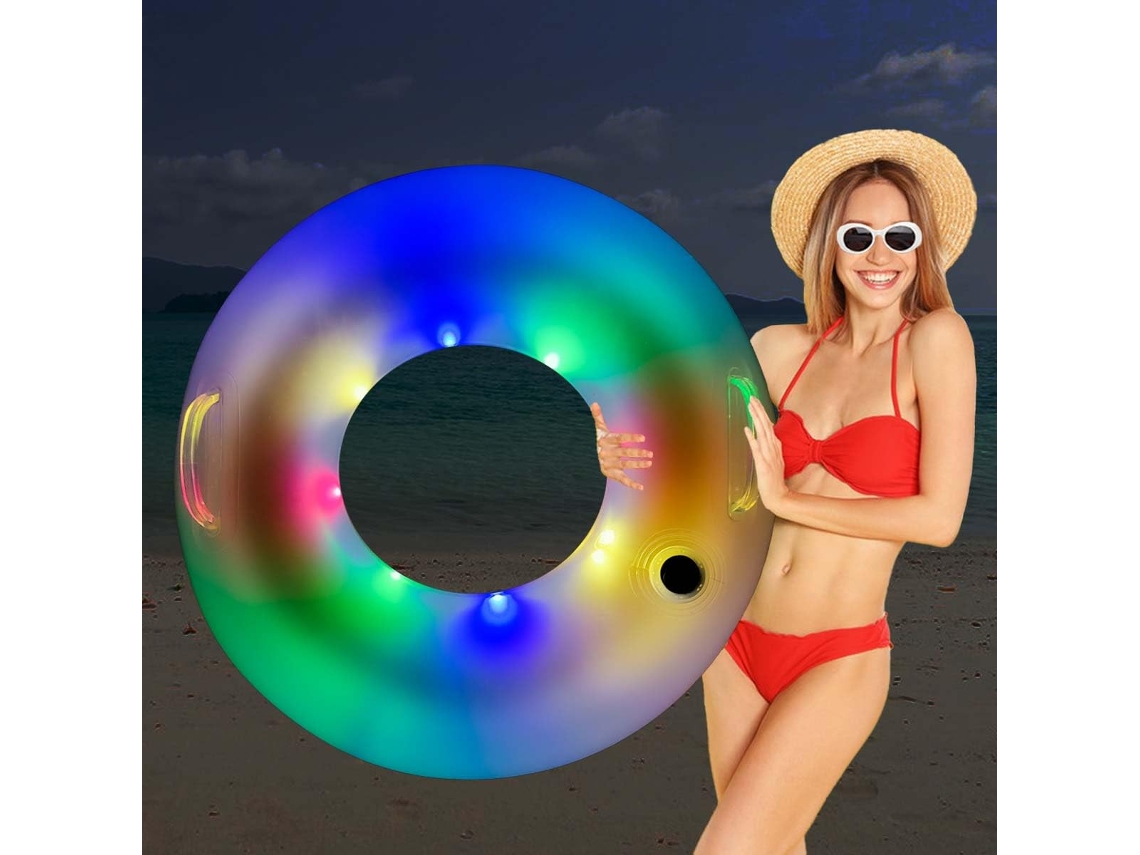Unidad Individual: Flotador Inflable Con Luz Led Para Adultos, Diámetro Interior 46 Cm. Ideal Para Piscina Y Playa En Verano.