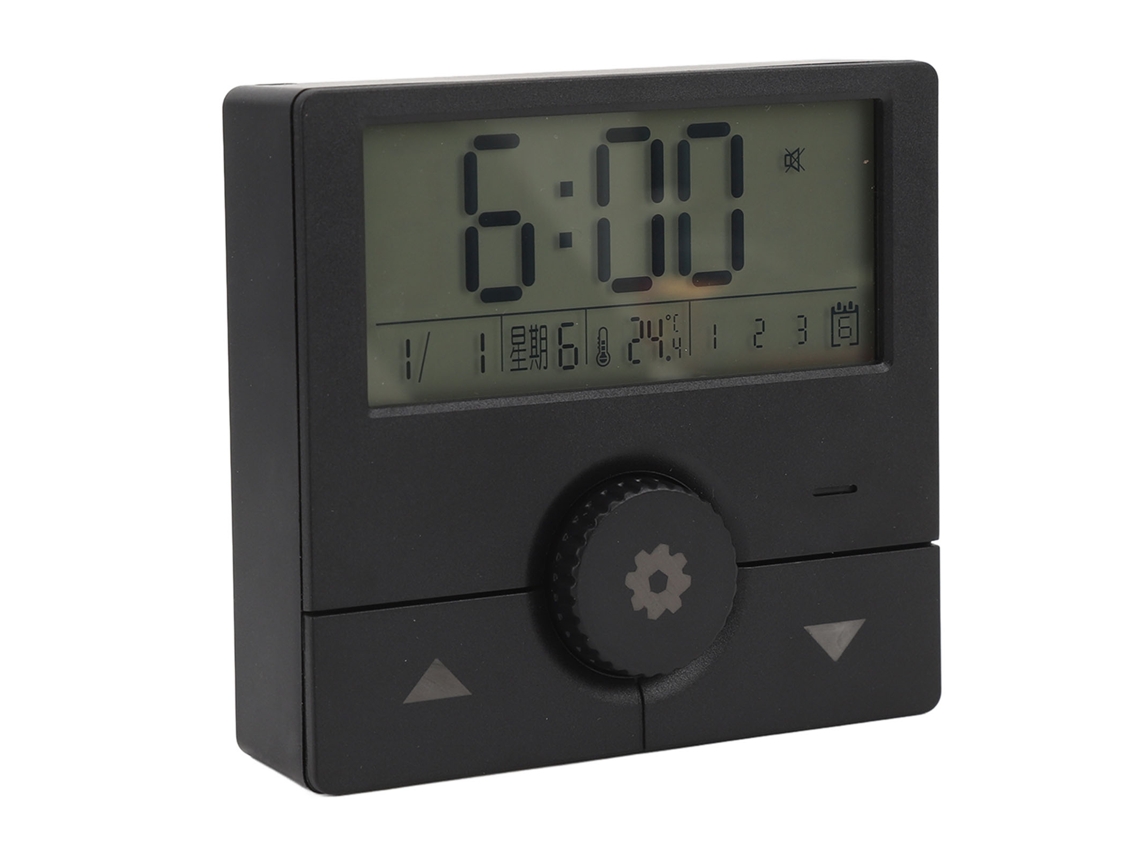 Relógio Eletrônico Led Digital Com Alarme Data Semana Temperatura Para Sala Escritório Quarto Preto