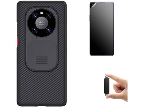 Kit Carcasa, Protector Y Soporte Huawei Mate 40 Pro Ultimatte Nillkin Camshield Negro