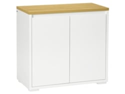 Aparador Compacto Sala Portas Prateleira Ajustável Hall Branco 80x37x75
