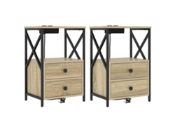 Maison Exclusive - Armario De Noche Con Cajón 2 Pcs Roble Sonoma 40 X 31 X 60 Cm