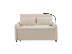 Sofá convertible de 2 plazas Mobrio, ajustable en varios ángulos, de chenilla, con soporte para móvil y puertos USB, color beige