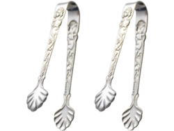 2026da-pinzas De Hielo De Acero Inoxidable 2pcs Para Cocina Servir Comida Anti-deslizantes Linjou Plata