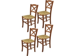 Conjunto de 4 Cadeiras T M C S Cross 330NO-110 (Castanho - 88x43x46 cm - Madeira)