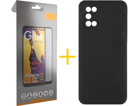 Carcasa + 1 Protector de Vidrio Full Samsung Galaxy A03s SKYHE Silicona Liso Negro