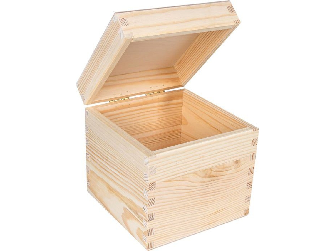 Creative Deco Caja de Almacenamiento Cuadrada de Madera 16 X 16 X 16 Cm Cofre sin Pintar para Decorar con Tapa CREATIVE DECO