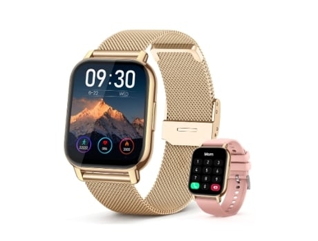 Reloj Inteligente para Mujer Responder/Hacer Llamadas 1.85'' HD Lcd Bluetooth Smartwatch para Android e Ios Oro AUJEZON