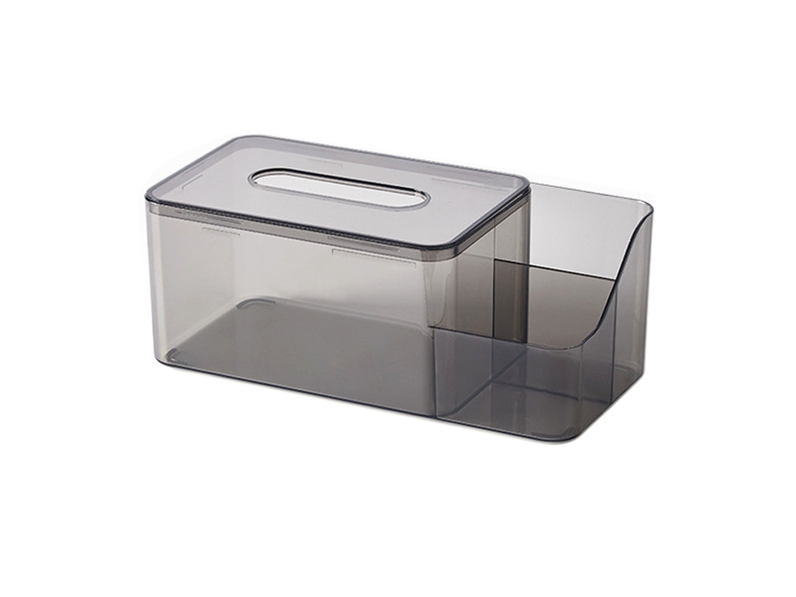 Servilletero Multifuncional Con Organizador Lateral De Pet Transparente Para Sala De Estar Y Dormitorio, Gris.