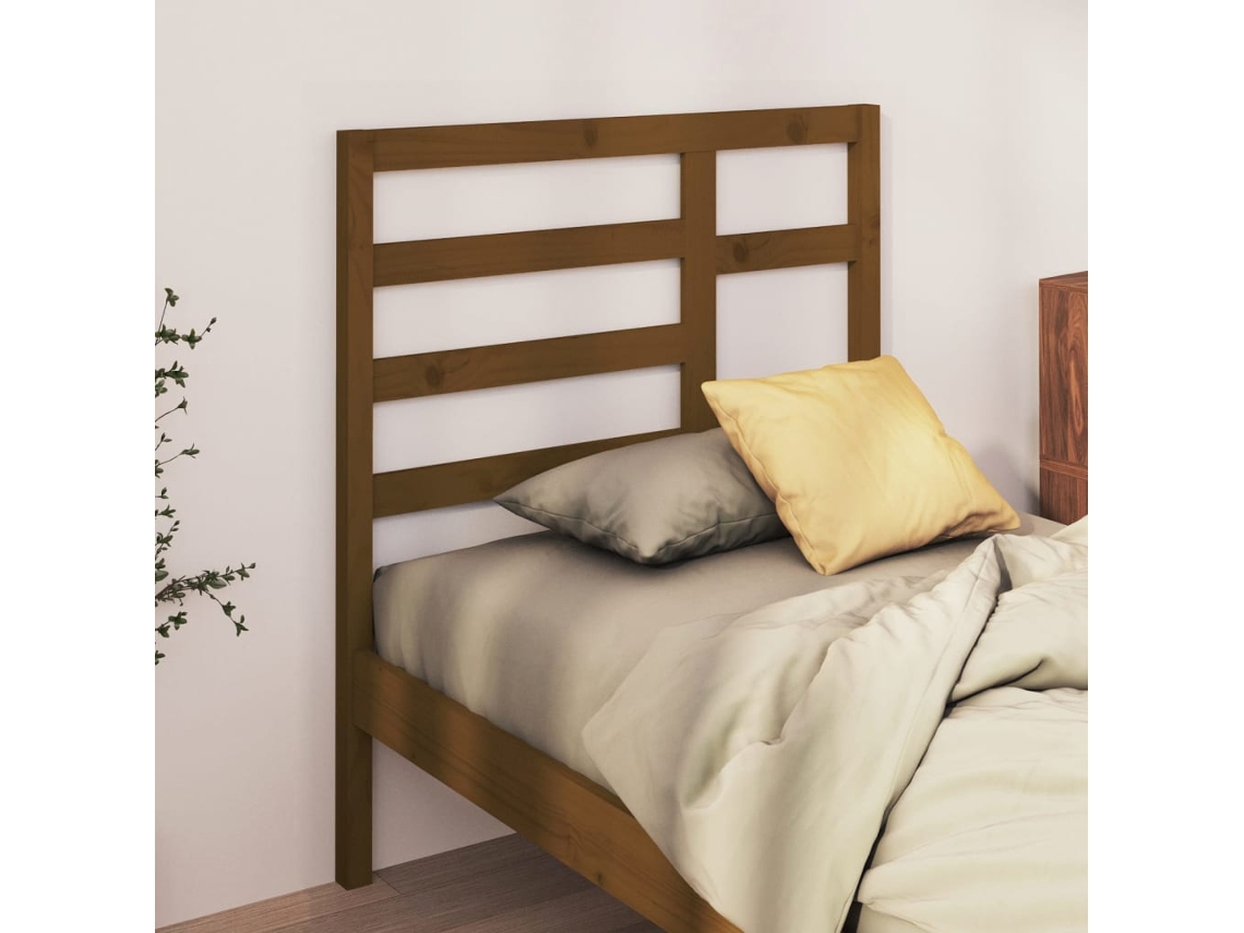 Cabecero De Cama Madera Maciza De Pino Marrón Miel 81x4x104 Cm