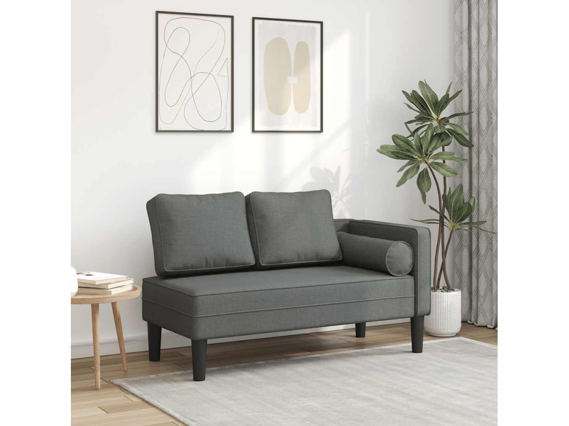 Sofá Divánsilla Con Cojines Tela Gris Oscuro Wsd66082