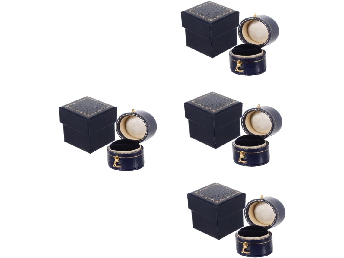Juego De 4 Joyeros Retro Para Guardar Anillos, Elegantes Cajas De Almacenamiento En Miniatura Con Diseño