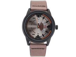 Reloj De Pulsera Para Hombres Con Calendario Dial De Cuero Moda 04