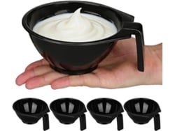 Conjunto De 5 Tigelas De Plástico Pretas Para Misturar E Tingir O Cabelo Com Facilidade.