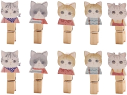 Juego 10 Pinzas Madera Diseño Decorar Pared Dormitorio Cordón Resistente 1 2 Crear Collages Fotos Gato M Casa