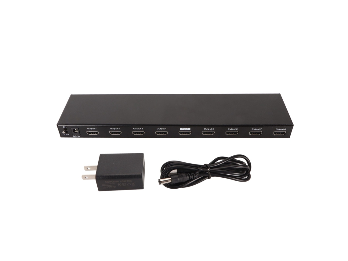 Divisor De Interfaz Multimedia 3d Hd 4k 30hz 1x8 Con 1 Entrada Y 8 Salidas Para Tv, Proyector Y Conector Usb.