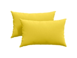 Juego de 2 cojines para sofá, cojín grande, HARLANV1, amarillo claro, 50x30 cm, tela.
