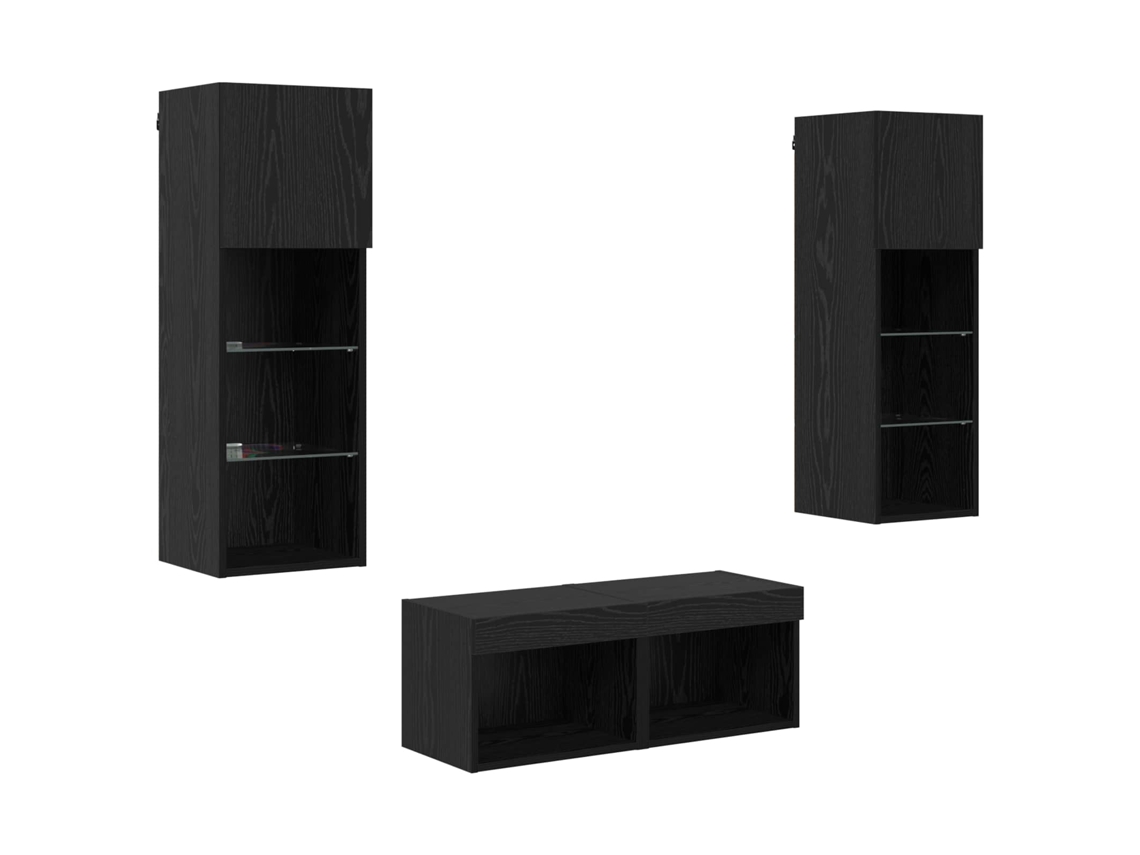 Maison Exclusive - Gabinetes De Pared Para Tv 4 Pcs Roble Negro