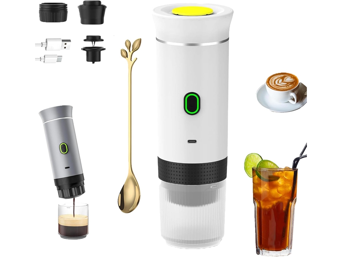 Cafetera portátil 3 en 1 de cápsulas, autocalentable y fría, Eifson (blanca)