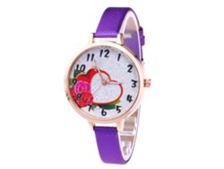 Reloj De Cuarzo Moderno Para Mujer Con Correa De Cuero Estrecha, Decorativo, Morado.