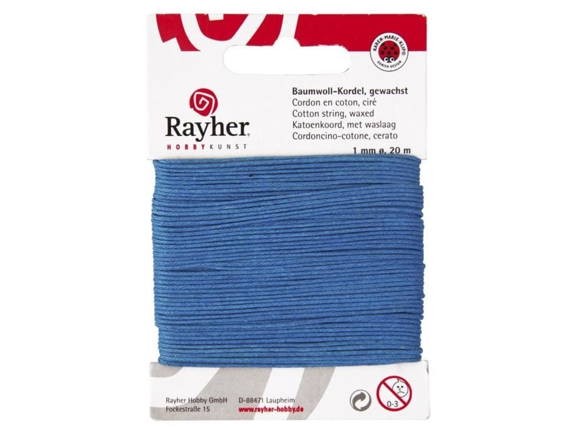 Cordón de algodón encerado azul RAYHER