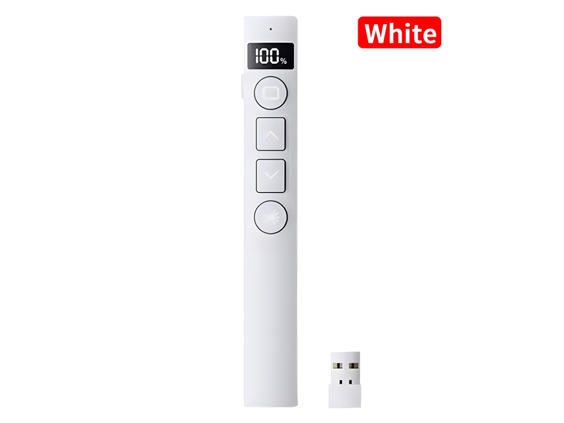 Presentador inalámbrico de 2,4 GHz con control multimedia USB, bolígrafo abatible para PowerPoint, para la enseñanza en la oficina, color blanco Gertiz