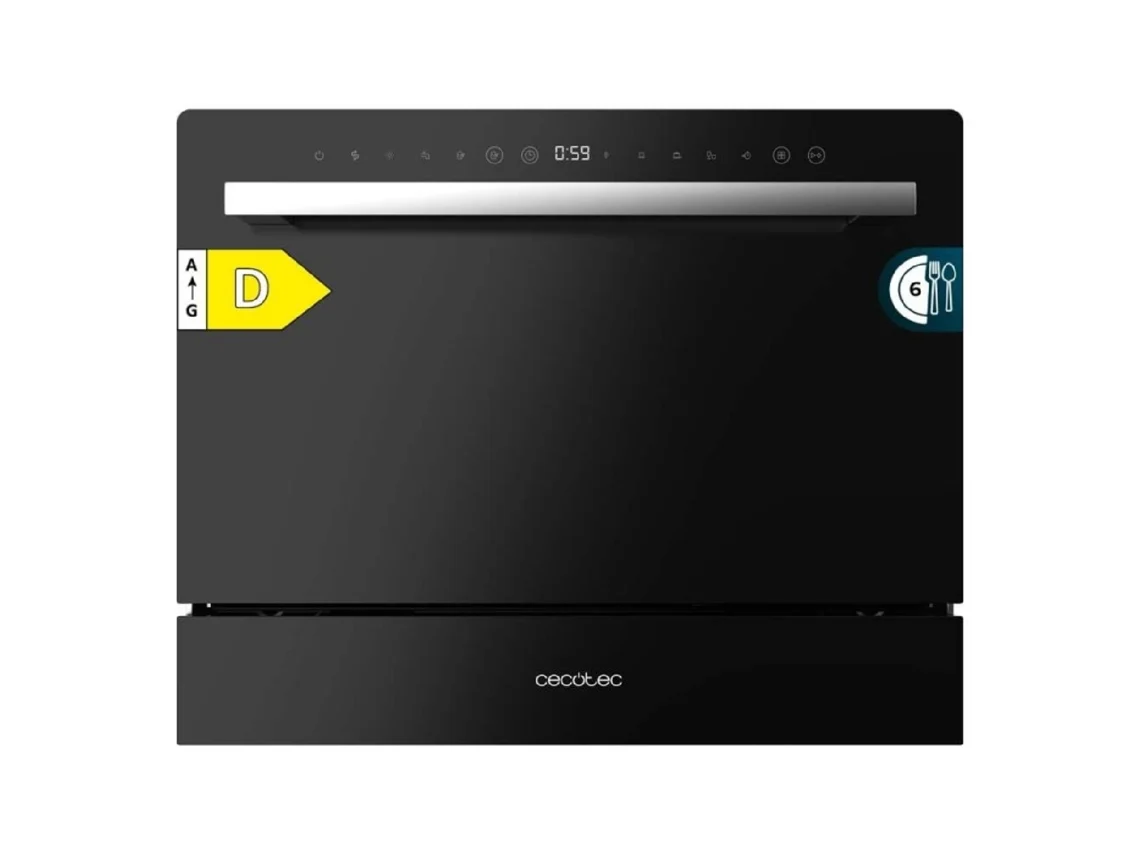 Cecotec Lavavajillas 6 Cubiertos Bolero Aguazero 2400 Black Glass