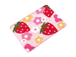 VYLARA Tapete Morango Fofo, Floral, Macio, Lavável E Antiderrapante Para Banheiro E Decoração