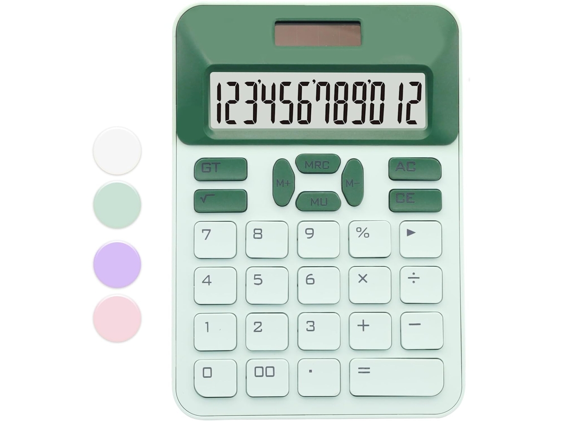 Calculadora De Oficina Calculadora Verde Con Pantalla Lcd De 12 Dígitos Calculadora Básica De Oficina Para Oficina, Hogar, Escuela