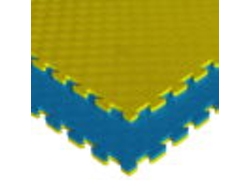 Tatami Puzzle40 PIEZAS (40m² ) Esterilla Goma Espuma Tatami Suelo para Gimnasio Ideal Artes Marciales 1m x 1m x 2,5cm Superficie 5 líneas Amarillo/Azul