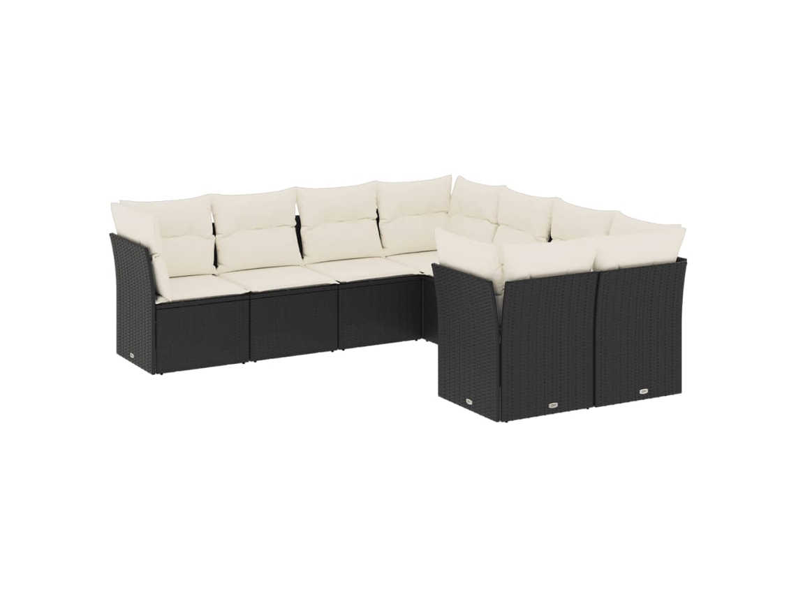 Conjunto de 8 sofás de jardín con cojines de mimbre, color negro, EXCLUSIVA MAISON (8 piezas)