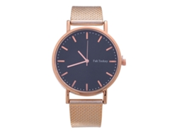 Reloj De Pulsera De Cuarzo Para Hombre Con Correa De Malla Y Esfera Redonda (dorado)