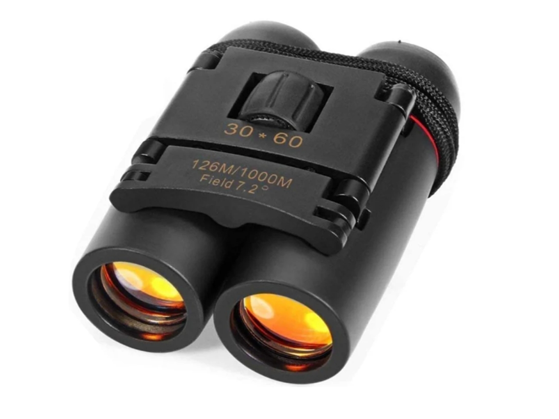 Binoculares Bestvite 30x60, compactos, impermeables, plegables, minitelescopio con zoom de visión diurna y nocturna para exteriores (negro)