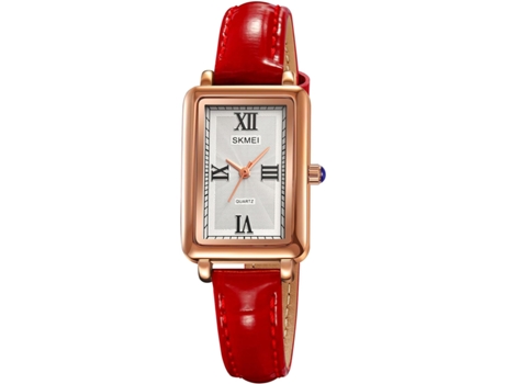 VEANXIN Reloj cuadrado con correa de cuero para mujer-Negro plata