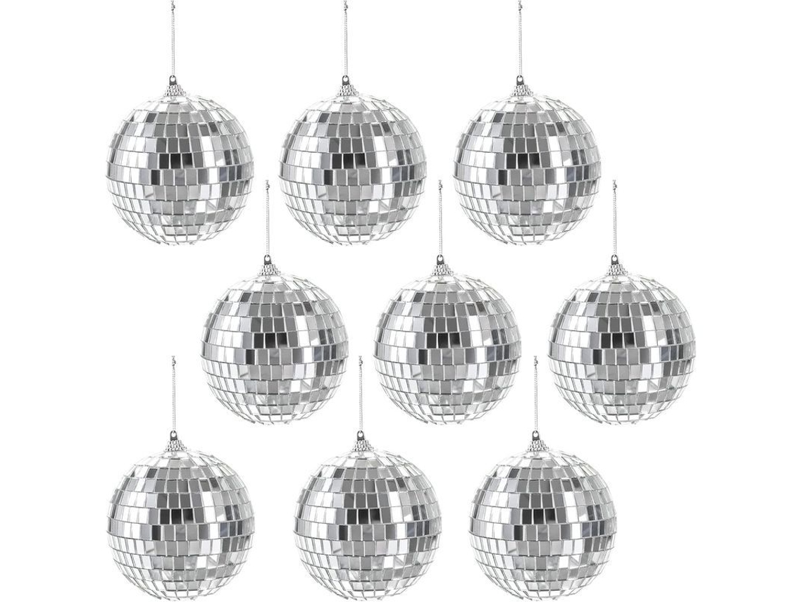 9 Pequeñas Bolas De Espejos De Disco De 10 Cm Con Cuerda Para Decoración De Fiestas, Bodas Y Escenarios.
