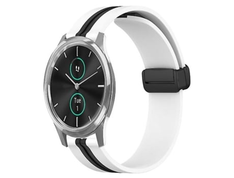 Correa para reloj Garminmove Luxe de silicona de 20 mm con cierre plegable magnético Blanco-Negro VENISYMLIS