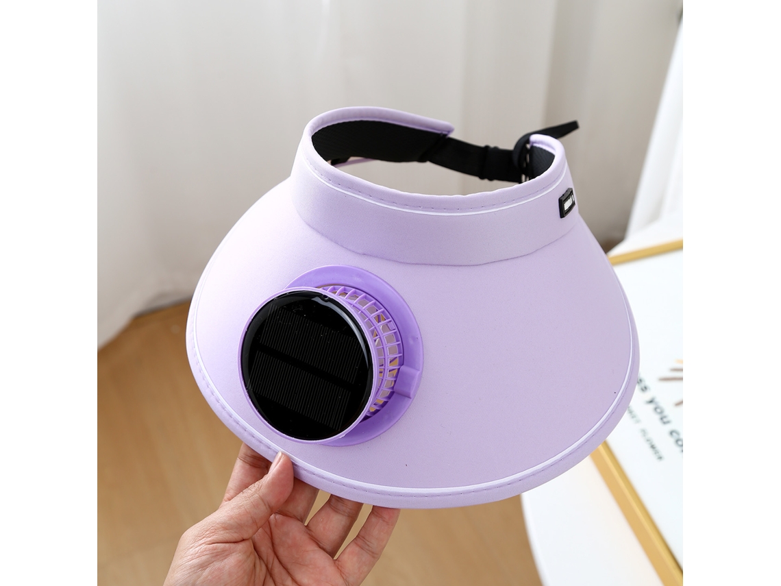 (morado) Sombrero De Sol Eléctrico De Ala Ancha Con Ventilador Para Hombre, Protección Uv.
