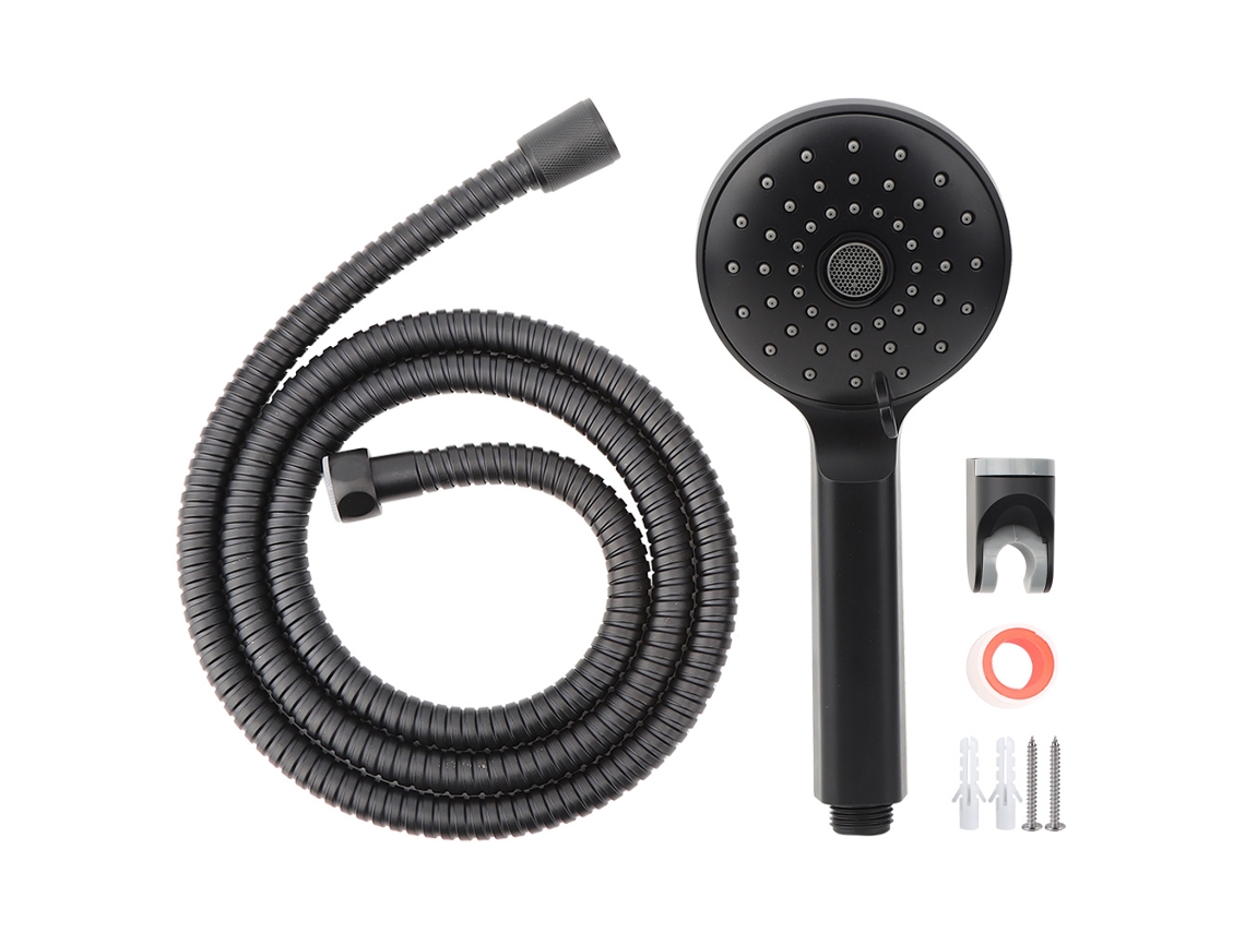 Ducha de mano negra mate (manguera y soporte)