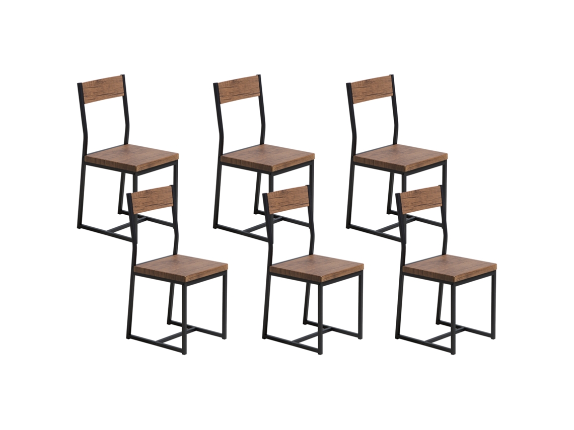 Cadeiras de jantar em estilo industrial BELIANI Laredo de MDF Castanho escuro 38x42x86