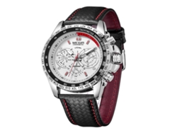 Reloj De Pulsera Hombre Megir De Aleación Con Dial Redondo Luminoso Cuero Negro