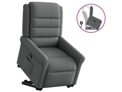 Sillón reclinable elevable de tela gris oscuro