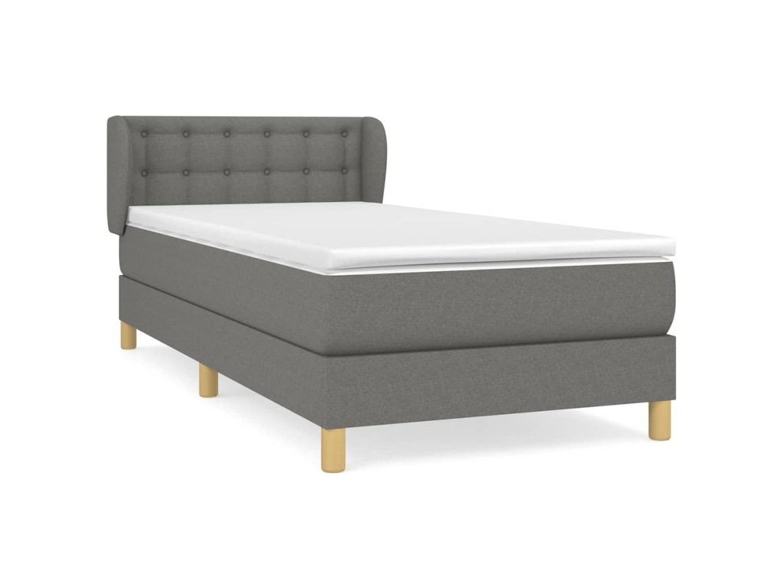 Maison Exclusive - Cama Box Spring Con Colchón Tela Gris Oscuro 90x200 Cm