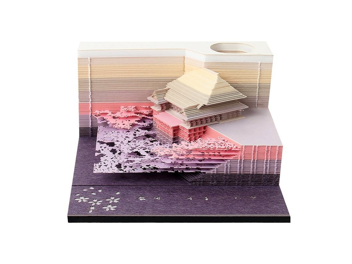 Bloc de notas 3D Eifson con pegatinas del Templo Kiyomizudera (morado)