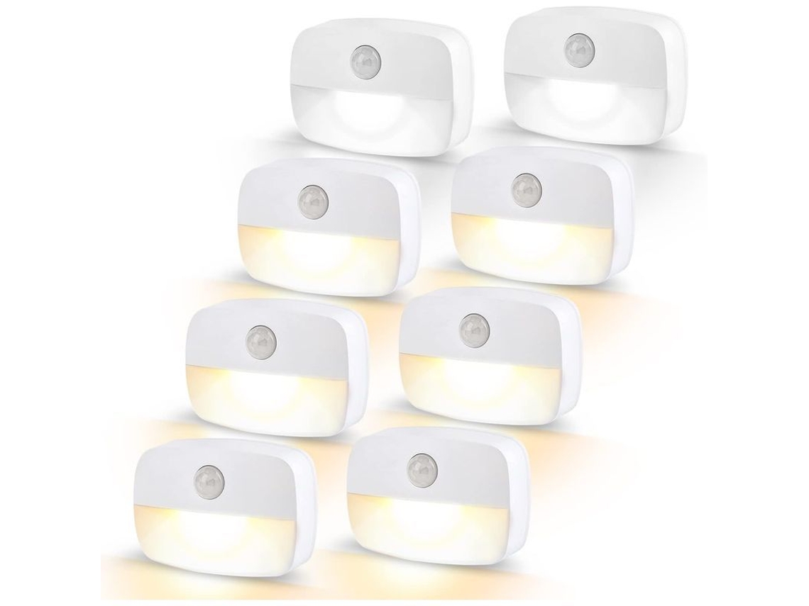 Luz Nocturna Con Sensor De Movimiento, 8 Unidades, Funciona Con Pilas, Para Escaleras, Pasillos, Armarios, Habitación Infantil.