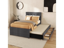 Cama Retráctil De 90x190x200 Con 3 Cajones, Color Gris.
