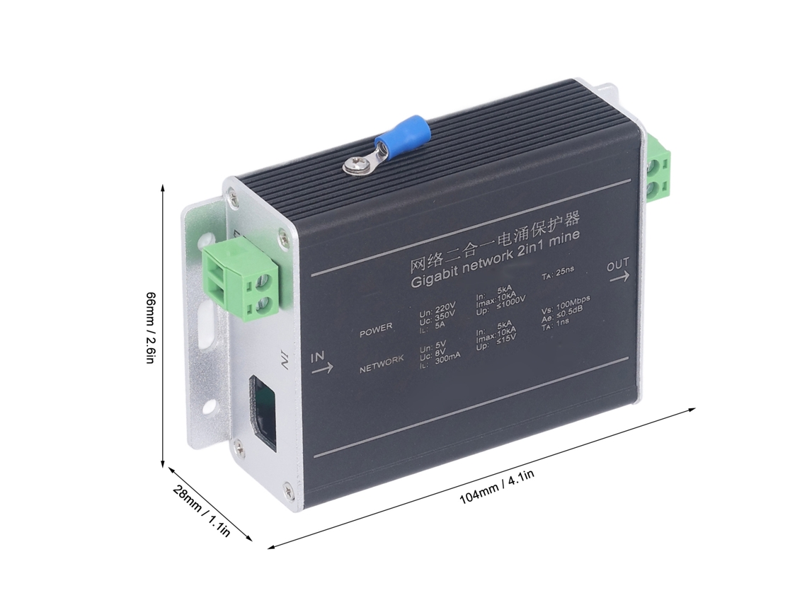 Protector contra sobretensiones Gigabit Ethernet 2 en 1, supresor de rayos y pararrayos, 100 Mbps CC