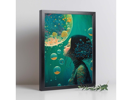 NACNIC Poster Vida Marina En Estilo Surrealismo Cinematográfico Ilustraciones Y Grabados De Historieta Abstracta Y Artística A4 Marcos Negros