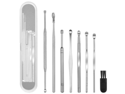 Dan26-kit De 8 Curetillos Para Oídos Linjou Con Cepillo Y Caja De Almacenamiento Para Eliminación De Cerumen