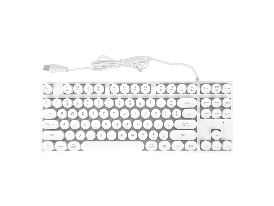 Teclado Mecánico Para Juegos Con Cable, 87 Teclas, Usb, Retroiluminación Colorida, Diseño Ergonómico, Blanco.
