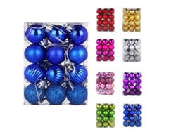 Juego de 24 bolas navideñas de 3 cm, color plateado