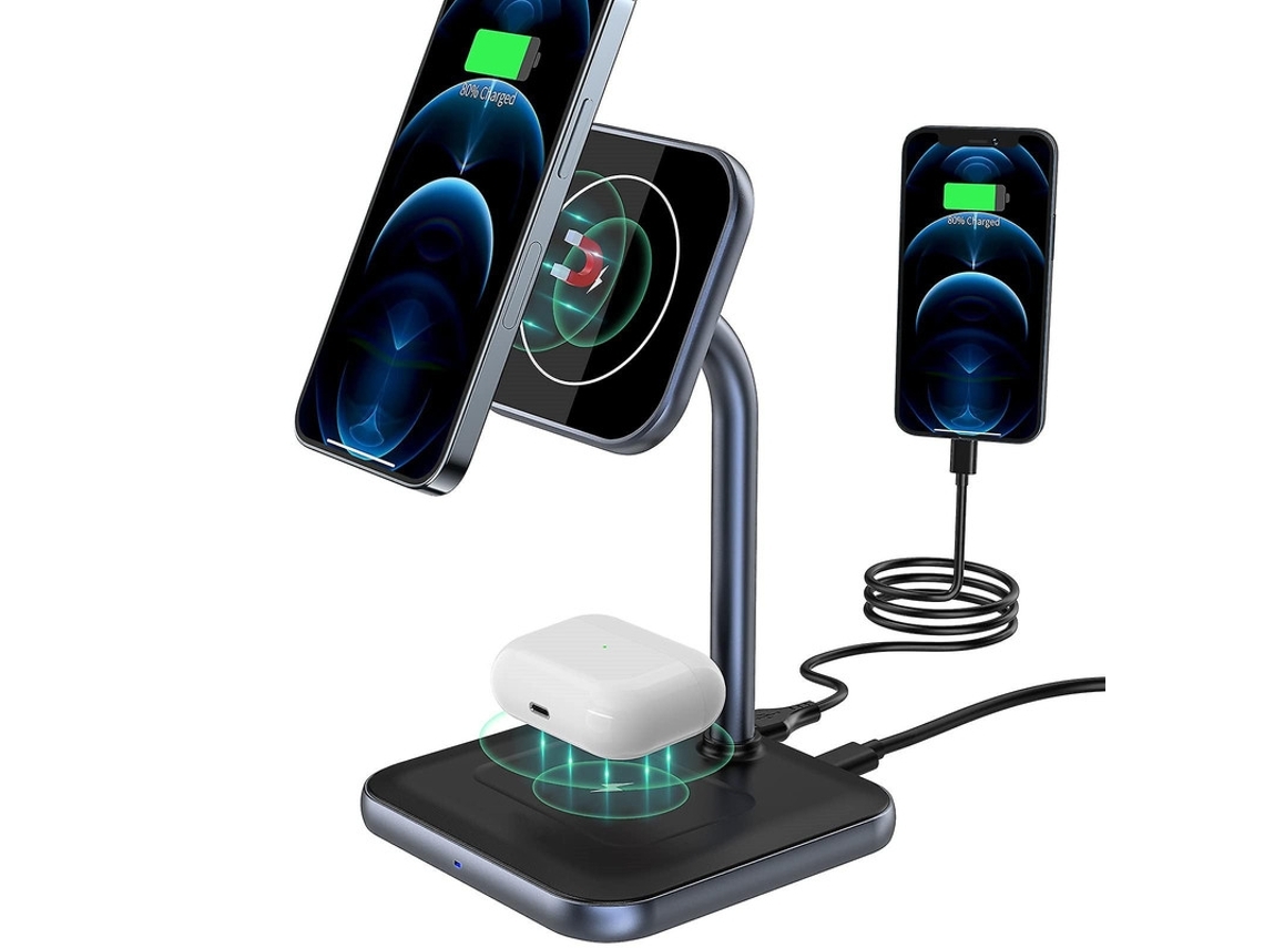 Cargador Sin Magsafe Charge Estación Carga Para Apple Yemaesre Magnética Negro